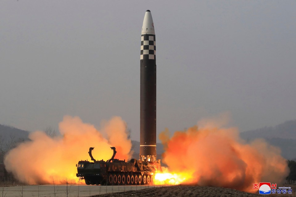 A Hwasong-17 intercontinental ballistic missile, which North Korea said it tested in March