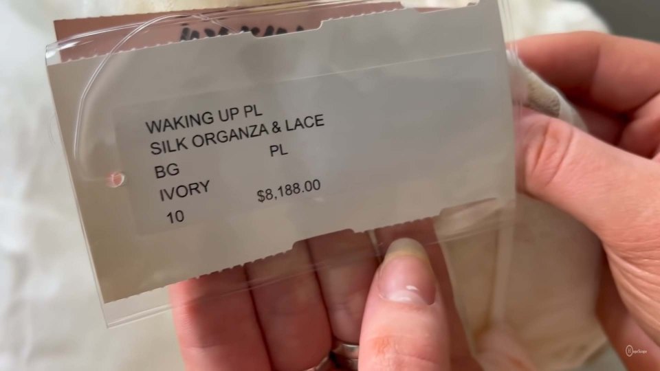 The tag for one of the dresses showed the hefty original price