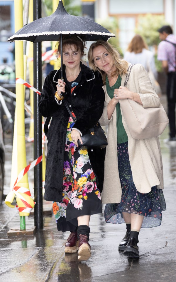 Helena Bonham Carter attended the service alongside writer Allie Esiri