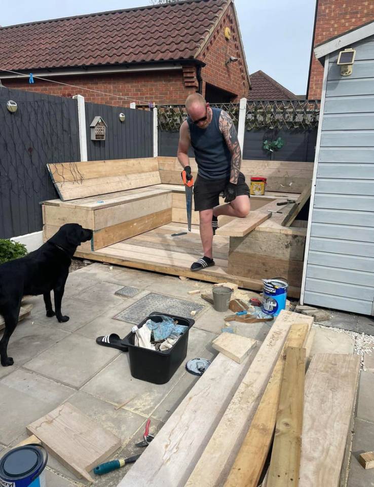 Steve took on the challenge of building the U-shaped garden sofa himself