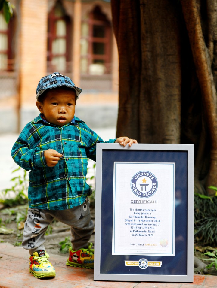 Dor Bahadur Khapangi is a big deal after being named the shortest living ­teenager on the planet — at 2ft 4.9in