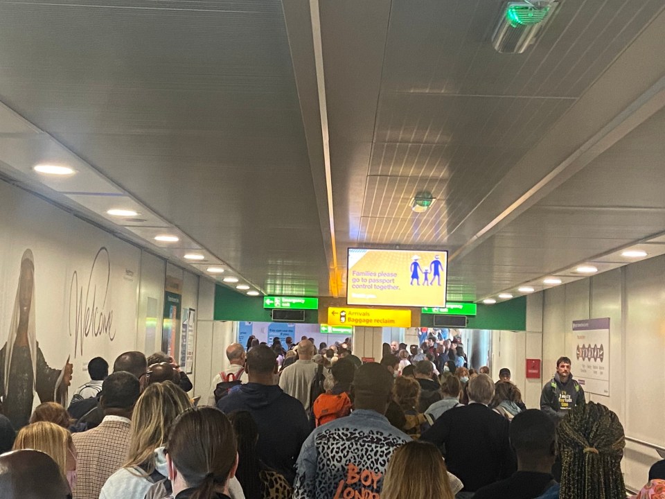 Passengers face huge queues across UK airports this morning