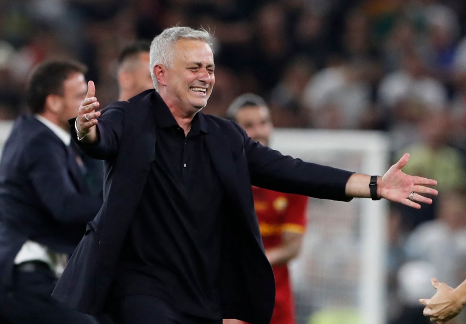 Jose Mourinho celebrates his first trophy win since 2017