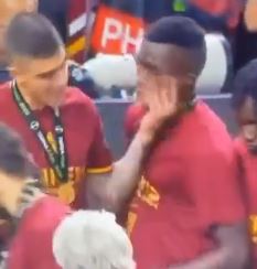 Roma ace Gianluca Mancini appeared to slap and punch Felix Afena-Gyan after the final