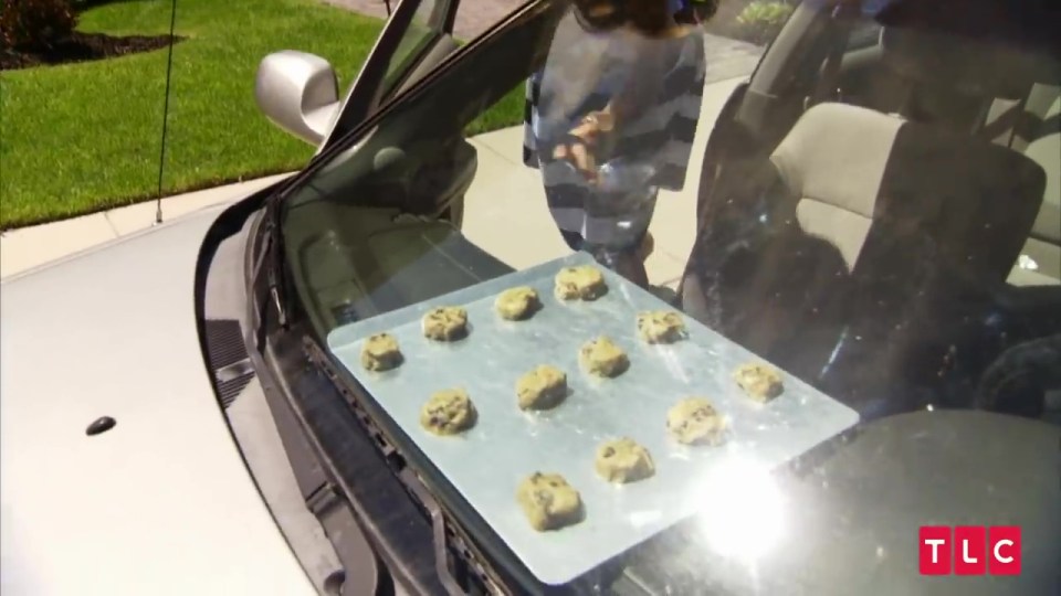 To save money, Jordan has begun to bake cookies in her car