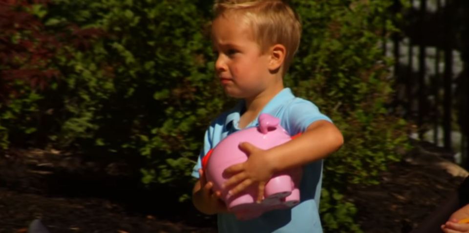 Her kids walk around with piggy banks - in case there's a coin on the streets