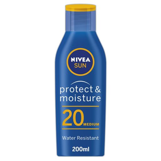 Nivea Protect & Moisture sun lotion factor 20, 200ml is £4.99 at B&M