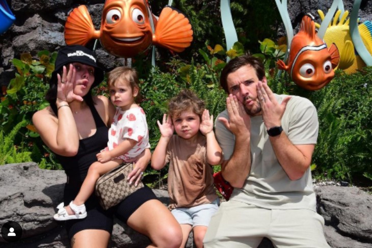 The couple are at Disneyland with daughter Delilah and son Freddie