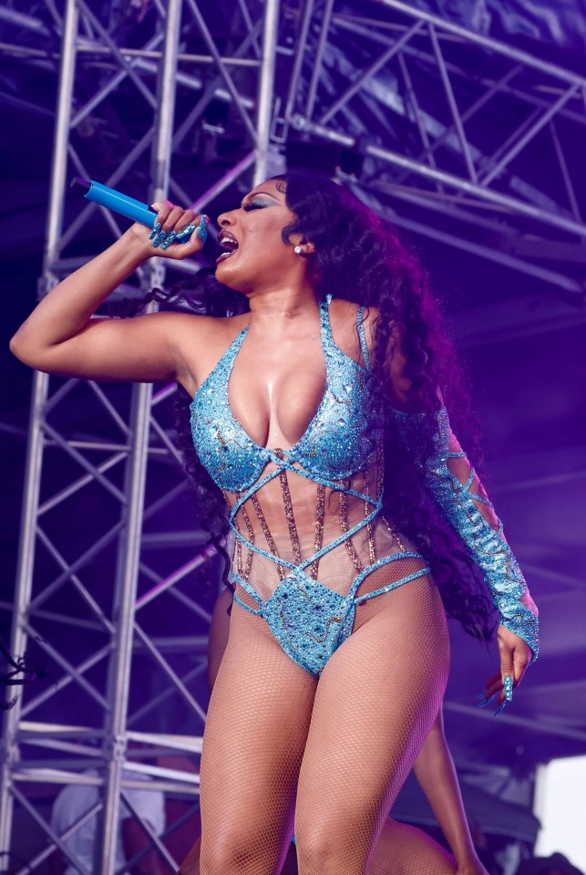 Megan Thee Stallion wore a painful-looking leotard at the Preakness festival in Maryland, US