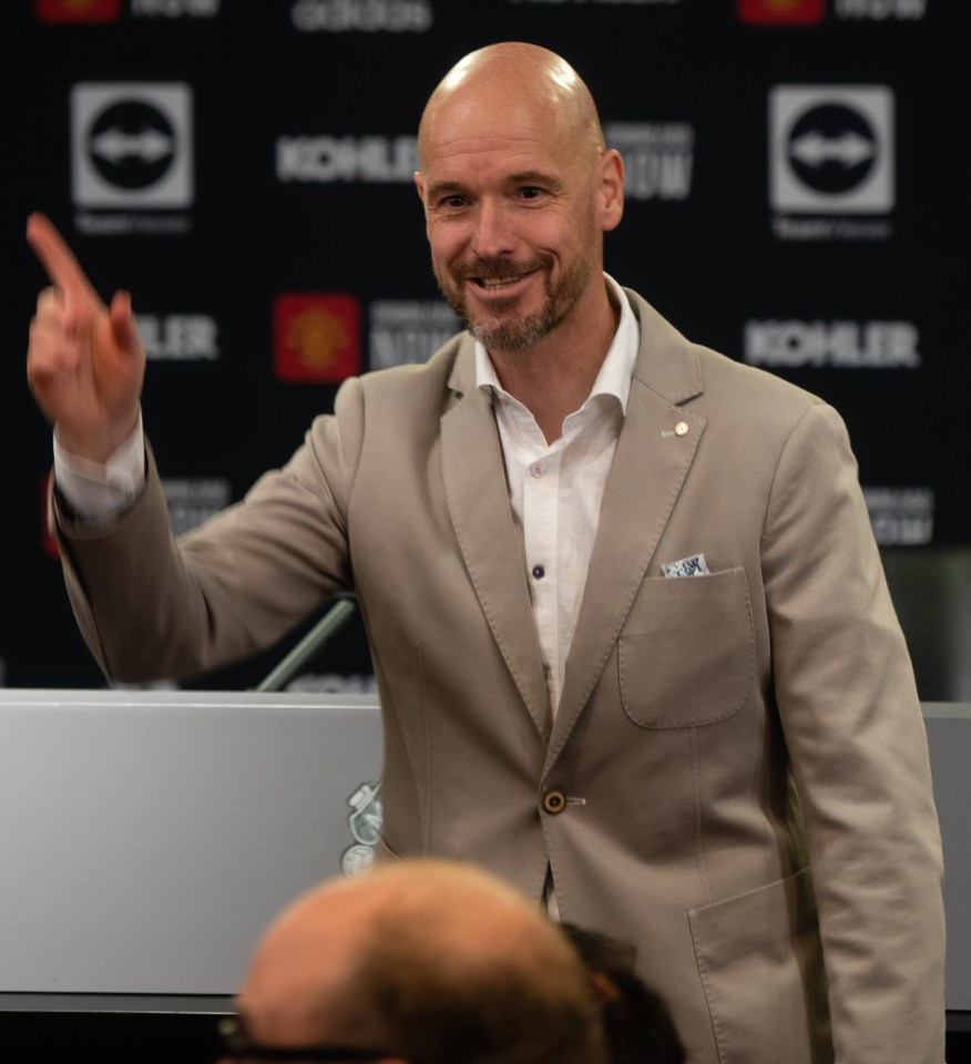 Ten Hag was in jovial mood at the start of the press conference, and shook the hands of journalists in attendance