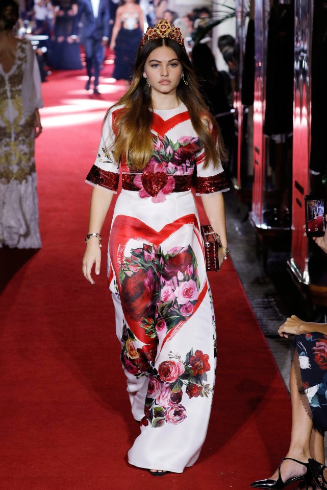 Thylane on the runway at the Dolce & Gabbana secret show during Milan Fashion Week back in 2017