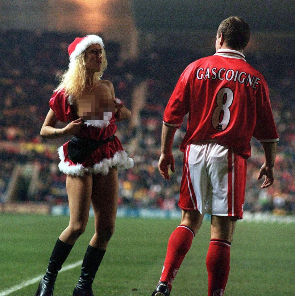 Her pal Vanessa gives the then Middlesbrough star an eye full on the Riverside pitch