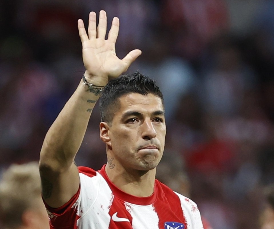 Luis Suarez waved goodbye to Atletico Madrid fans