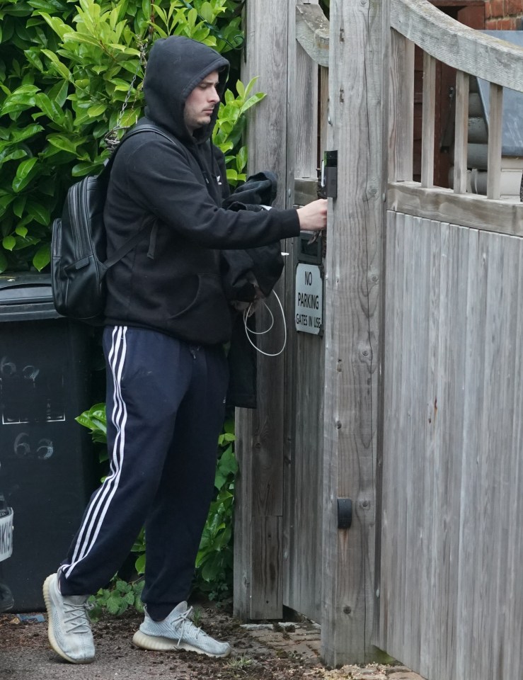 Max is pictured slipping out of Shona's home after spending the night