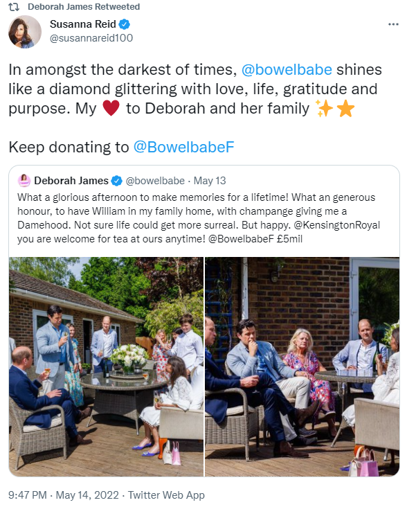 Susanna Reid tweeted urging fans to donate to the Bowel Babe fundraiser