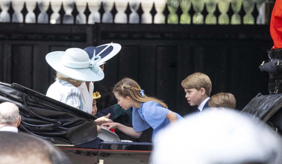 Royal fans are all saying the same thing about Princess Charlotte taking a peek inside Camilla's handbag at Trooping the Colour