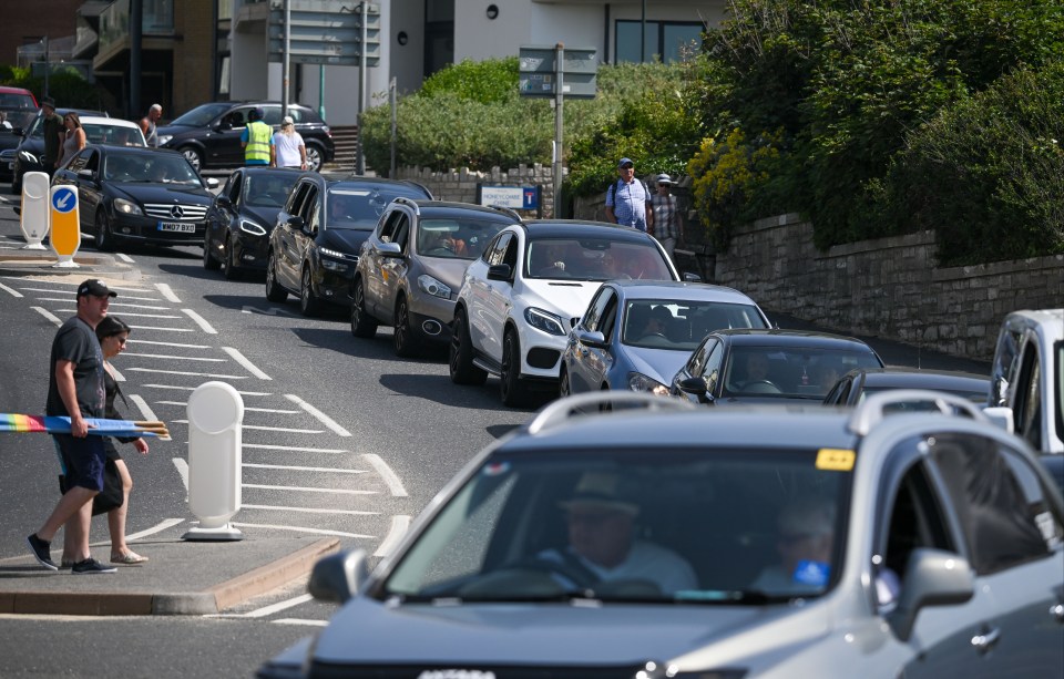 Traffic jams at Boscombe Beach in Bournemouth