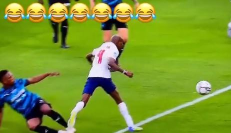 Evra failed twice in his attempt to clear the ball as he instead took out Olympic icon Farah