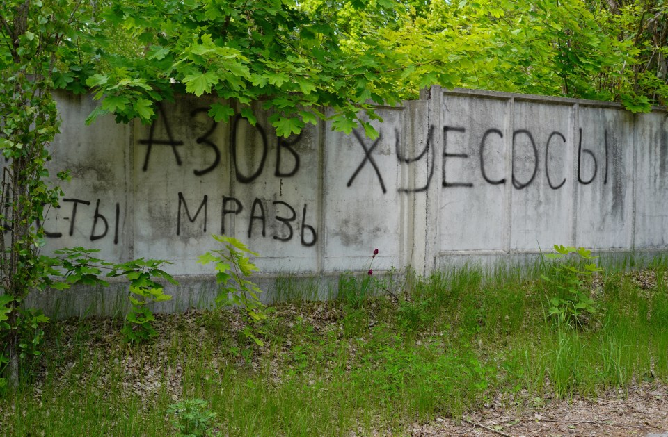 They also left taunting graffiti messages aimed at Ukrainian defenders