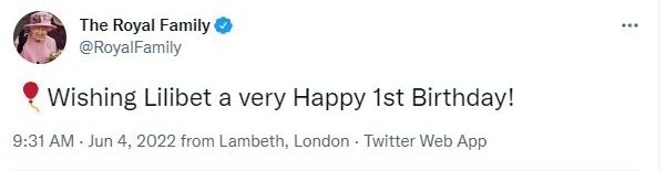 The Queen has wished her namesake a 'very happy birthday' on Twitter