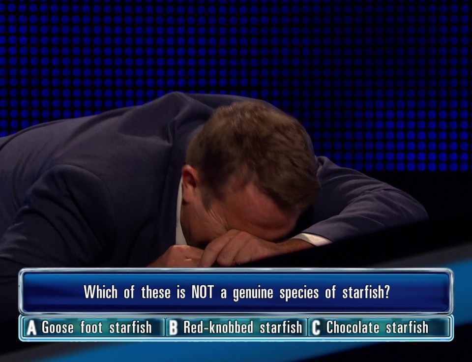 Bradley Walsh couldn't cope with a 'chocolate starfish' question