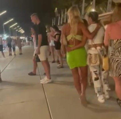 Christine and Chelcee were seen walking along arm in arm