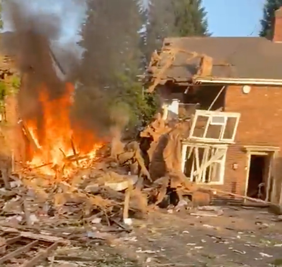 A massive explosion flattened a terraced house in Kingstanding, Birmingham