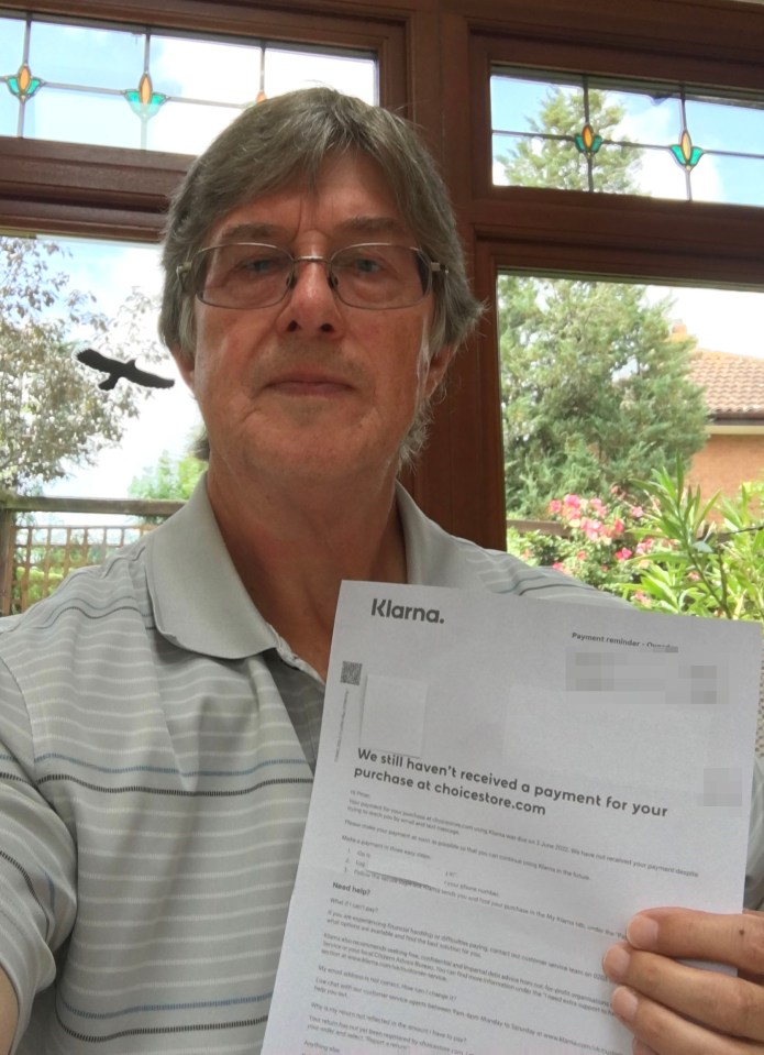 Retiree Peter was shocked to receive a late payment reminder letter from Klarna