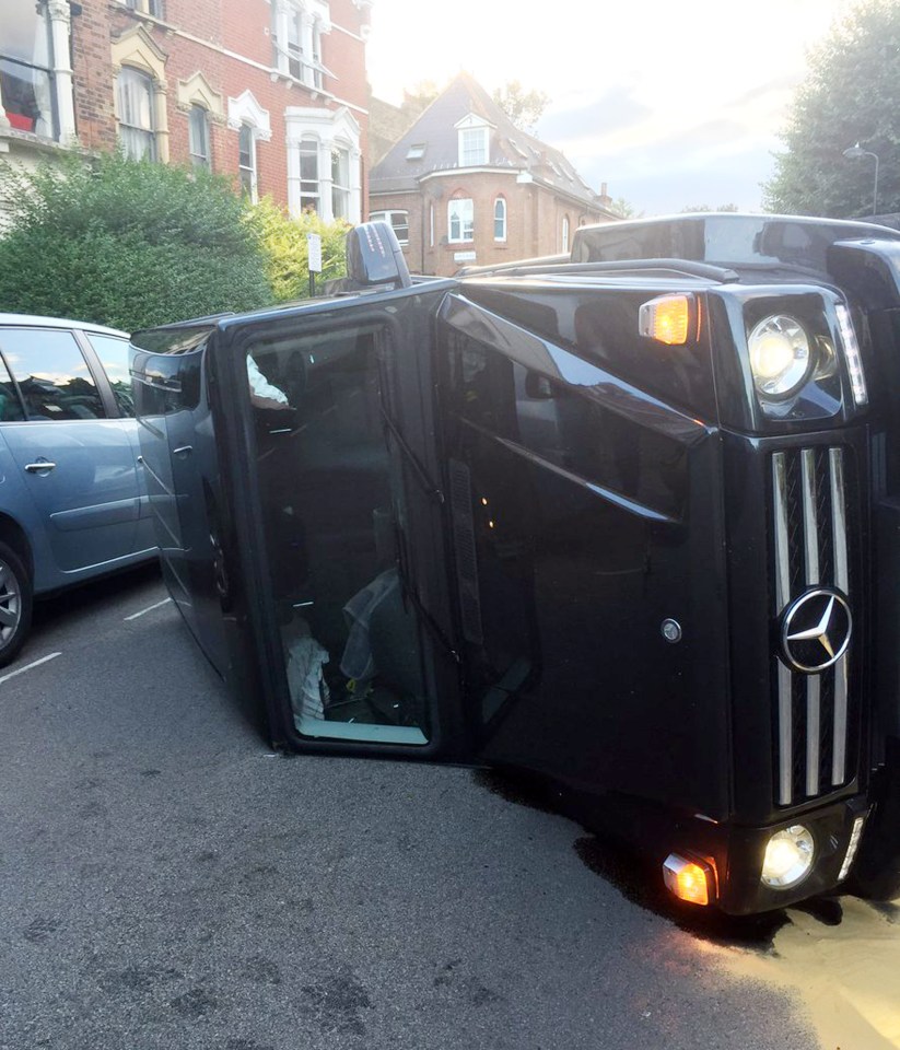 The former Radio 1 host managed to roll the car by turning a corner in his street