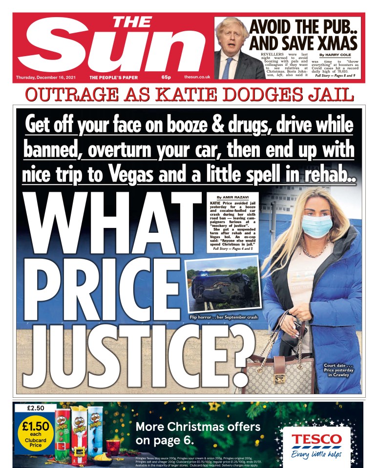 The Sun reported on Price dodging jail last year