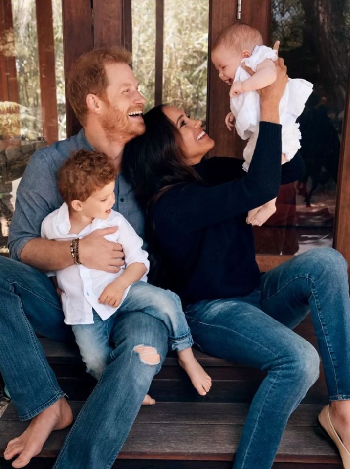 Harry and Meghan with son Archie and daughter Lilibet for their 2021 Christmas Card