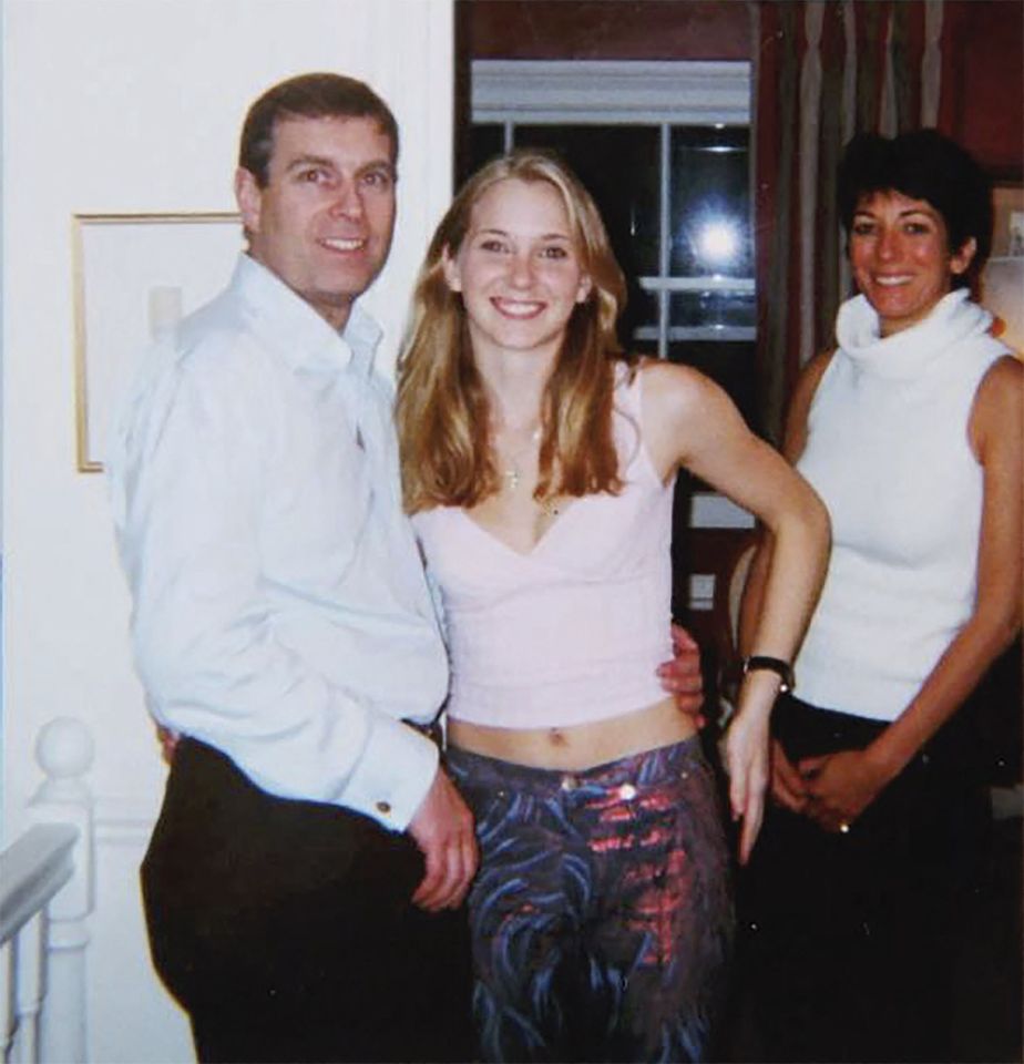 Prince Andrew pictured with Virginia Roberts and Ghislaine Maxwell