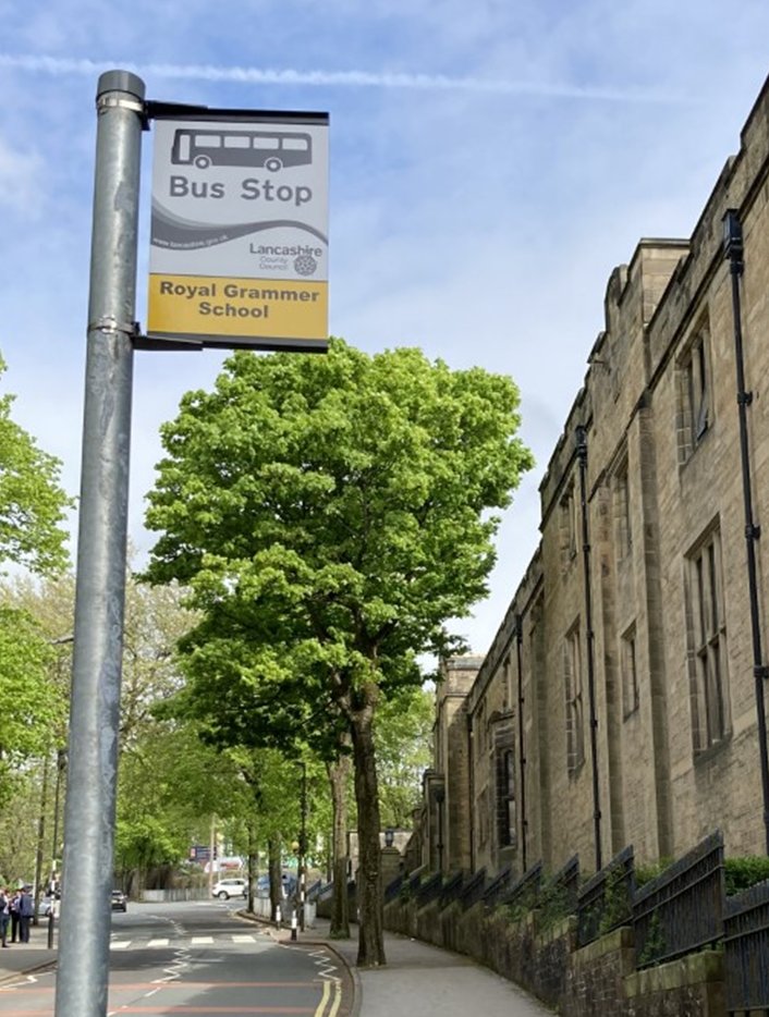 The sign appeared outside the Lancaster Royal Grammar School