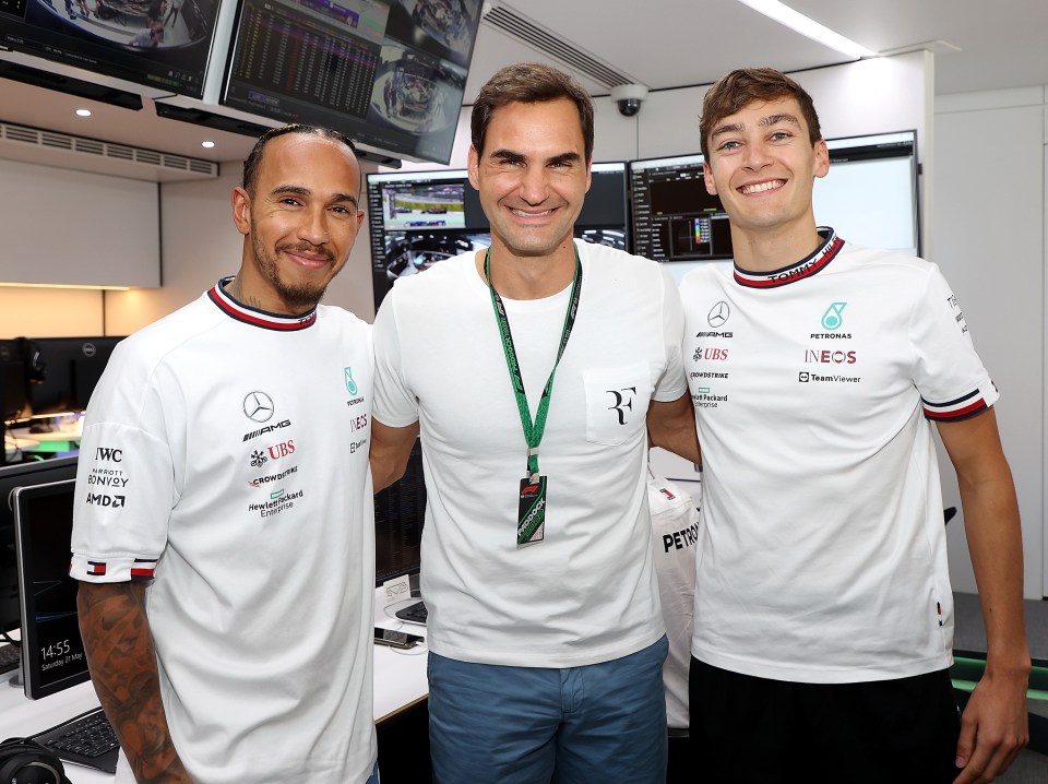 Lewis Hamilton and George Russell were popular in the paddock this weekend, meeting tennis star Roger Federer among others