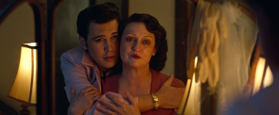 Austin as Elvis with his screen mum Gladys, played by Helen Thomas