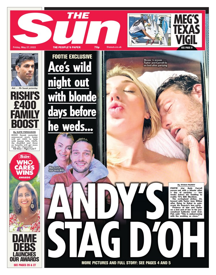 The Sun revealed Andy's wild night out