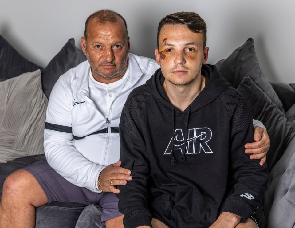 Lewis Morgan with dad Iain after his ordeal in Mexico