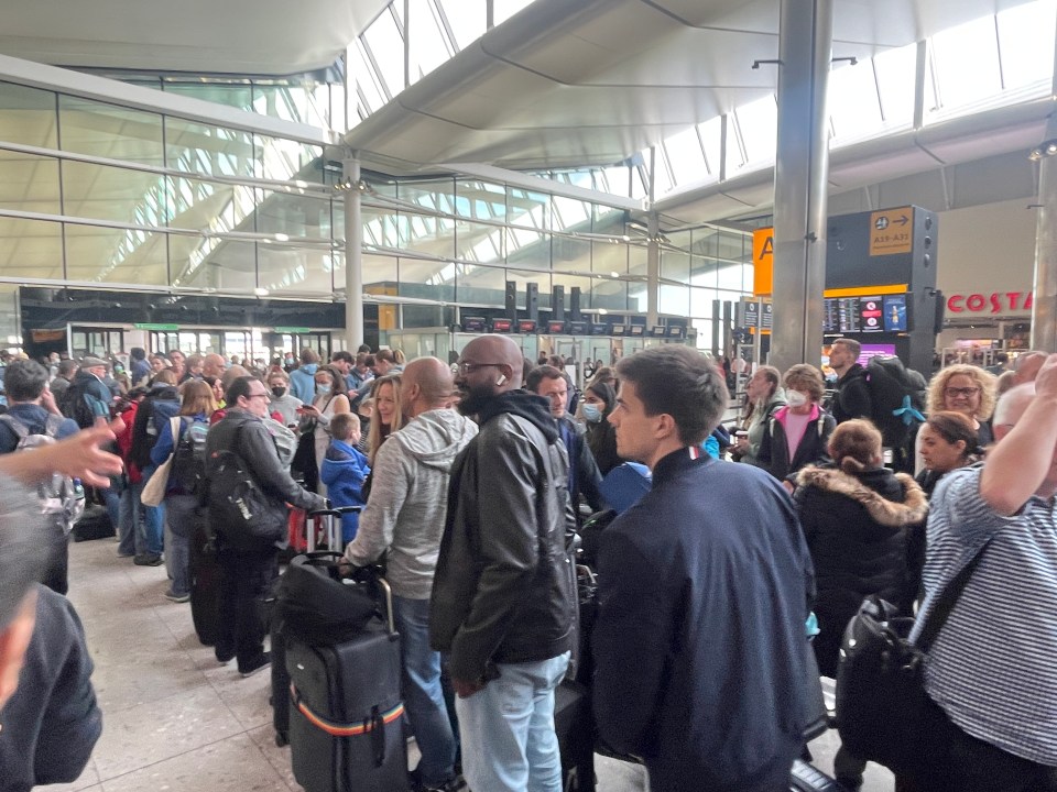 Long delays and queues have also been seen at London's Heathrow