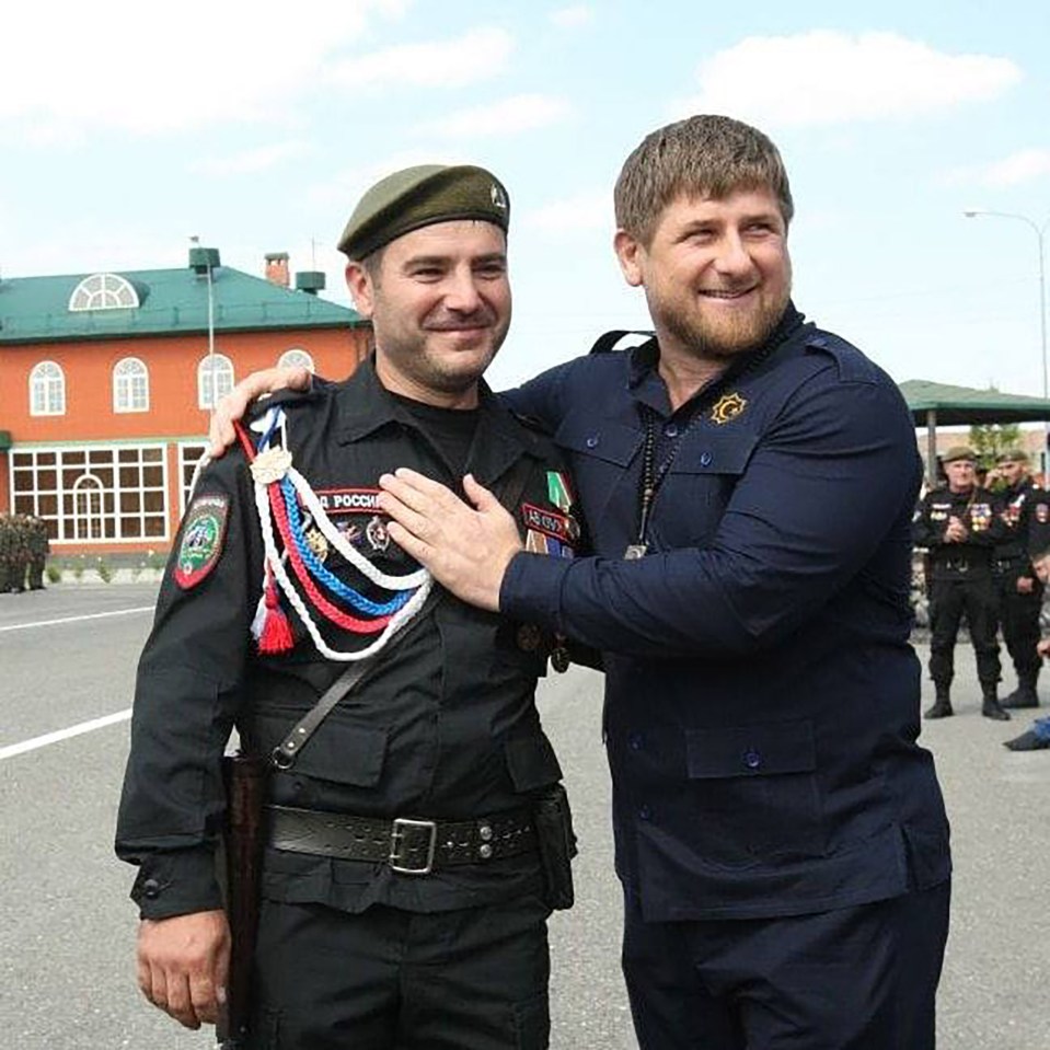 Lieutenant colonel Zaur Dimayev, left, pictured with Chechen warlord Ramzan Kadyrov, right, has been killed in Ukraine