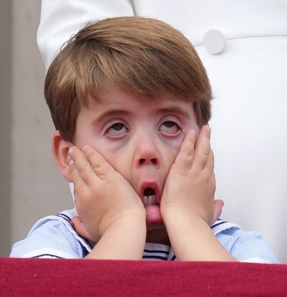 The cheeky youngster pulled a face as he celebrated the Queen's 70 years on the throne