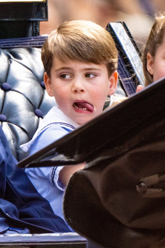 Cheeky Louis with his tongue out during the procession