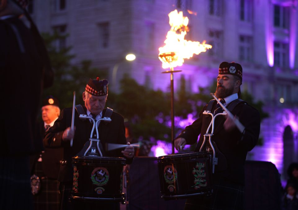 Elsewhere, drummers marched through the streets of Liverpool