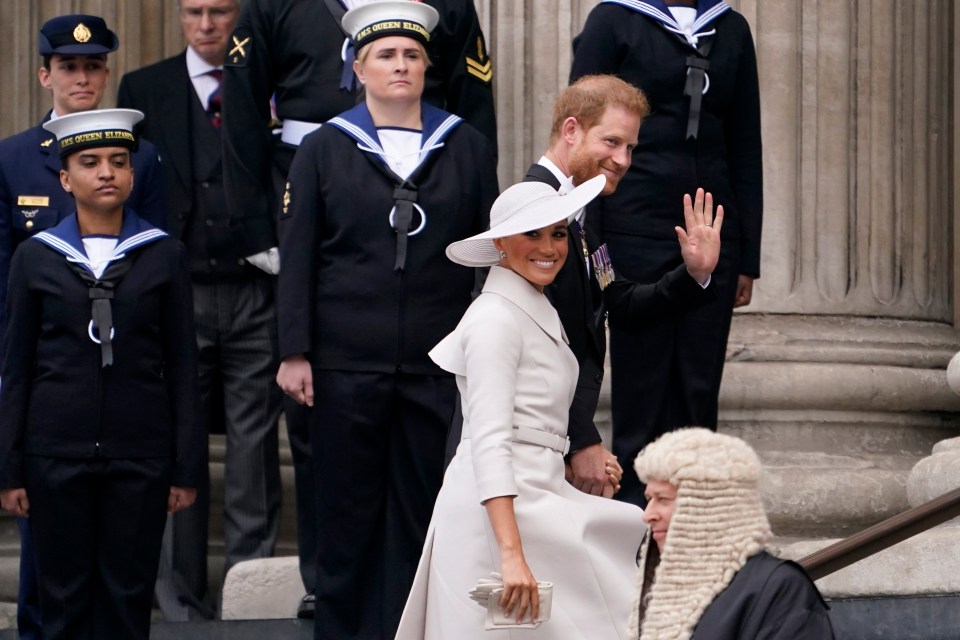 Prince Harry and Meghan Markle attended the service of thanksgiving at St Paul’s Cathedral in London on Friday