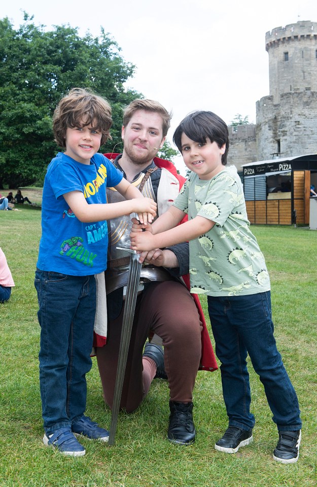 Maxine's children Ellis, seven, and Theo, six, at Warwick Castle