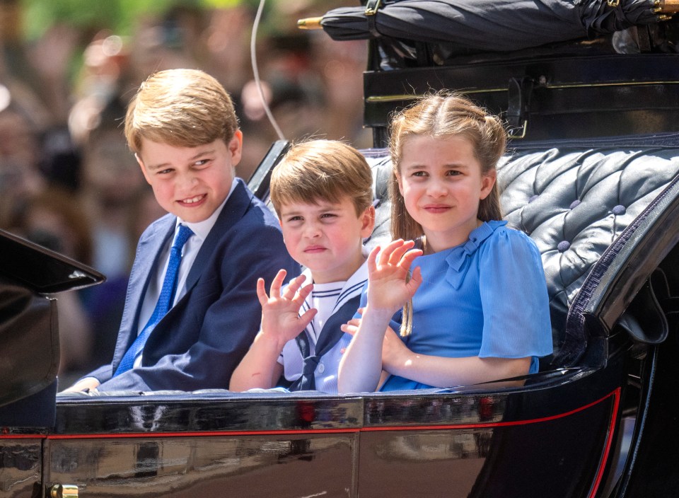 The Cambridge children delighted fans riding in a royal carriage at Trooping the Colour