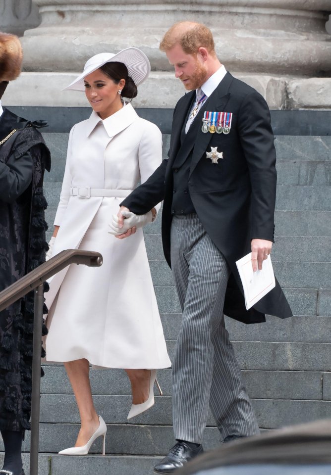 While Meghan beamed during the Platinum Jubilee celebrations, Harry often looked glum