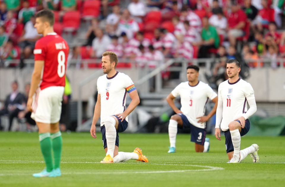 England were disappointed to be booed by a crowd of Hungarian kids when taking the knee last week