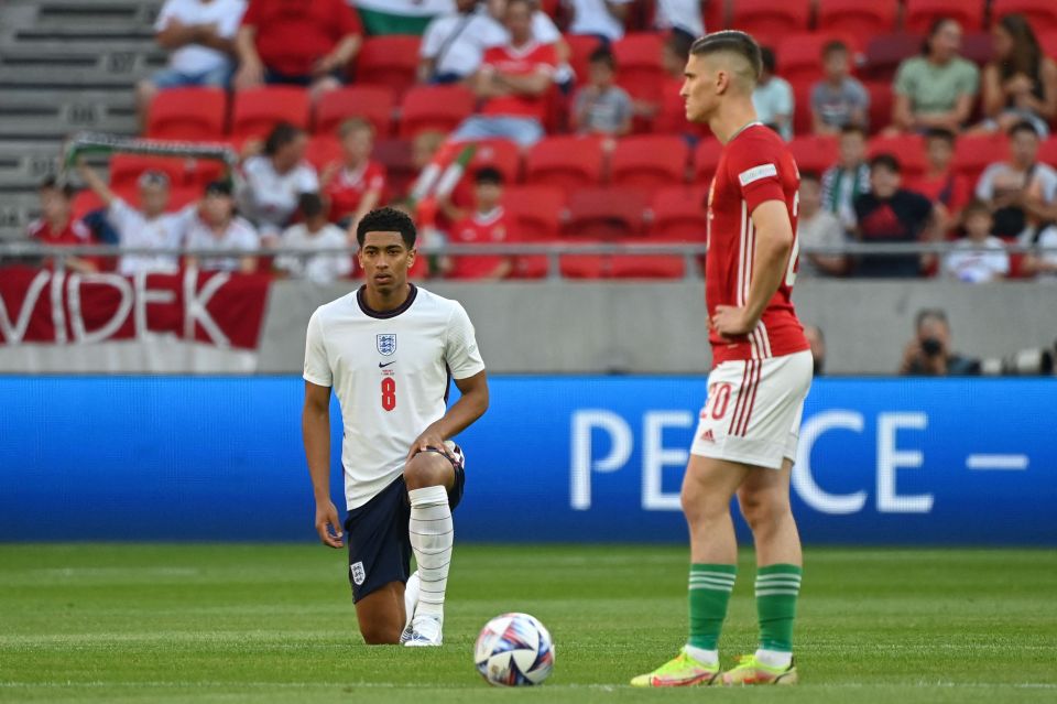 England took the knee as a stance against racism before the game with Hungary