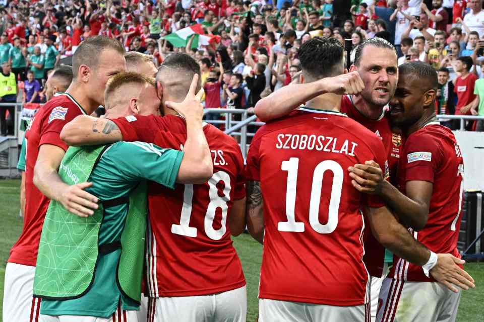 RB Leipzig ace Szoboszlai was mobbed by his team-mates after scoring against England