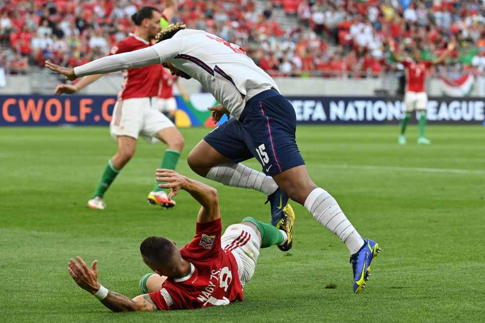 Reece James was judged to have fouled Zsolt Nagy moments after coming on as a substitute